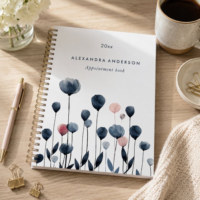 Rendez-vous de fleurs sauvages aquarelles minimali (Modern Minimal Watercolor Wildflowers Appointment Planner)