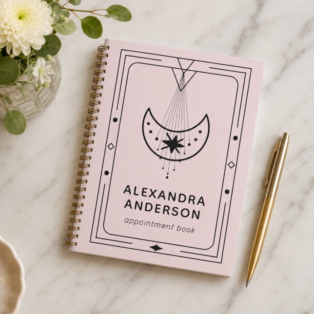 Rendez-vous de la Lune Croissante Stellaire Célest (Pink Celestial Starry Crescent Moon Appointment Planner)