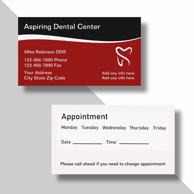 Rendez-vous des dentistes Rappel Cartes de visite  (Créateur téléchargé)