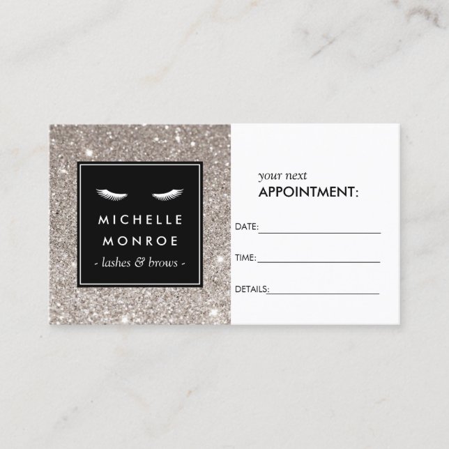 Rendez-vous Eyelashes avec Parties scintillant Argent Carte de (Devant)