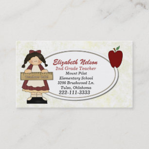 Rendez-vous Fille avec le carte de visite du professeur de