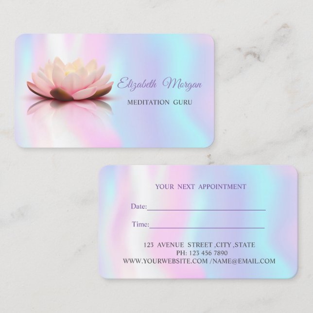 Rendez-vous iridescent holographique Lotus moderne (Devant / Derrière)