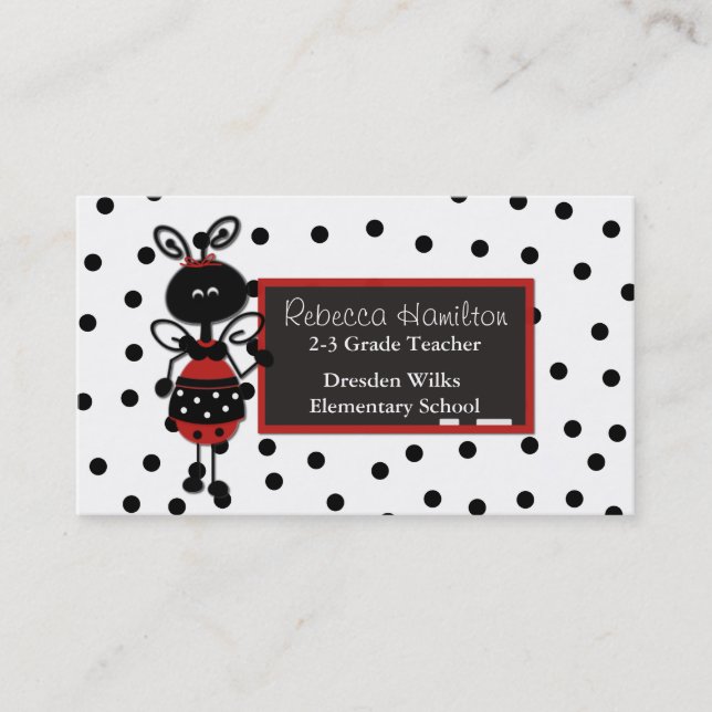 Rendez-vous Ladybug Blackboard Carte de visite de l'enseignant (Devant)