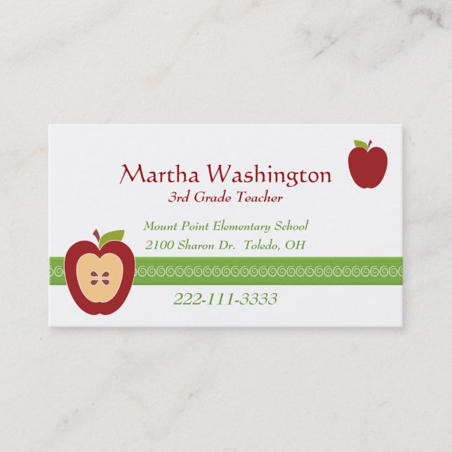 Rendez-vous Le carte de visite de demi de professeur d'Apple (Devant)