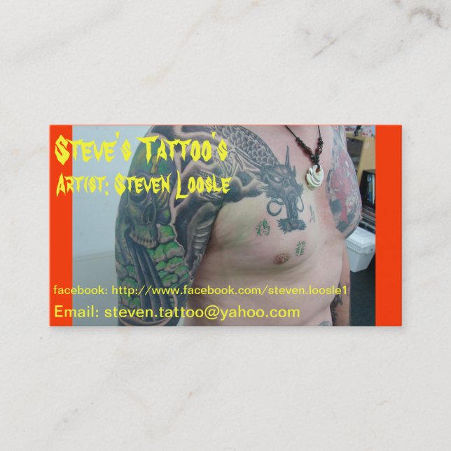 Rendez-vous Le carte de visite du tatouage de Steve (Devant)