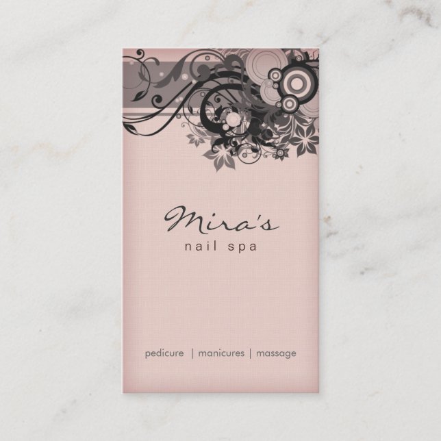 Rendez-vous Linge de Carte de visite floral rose noir (Devant)