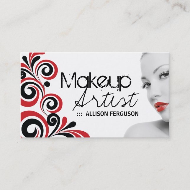 Rendez-vous Modèle chic de carte de visite de maquilleur (Devant)