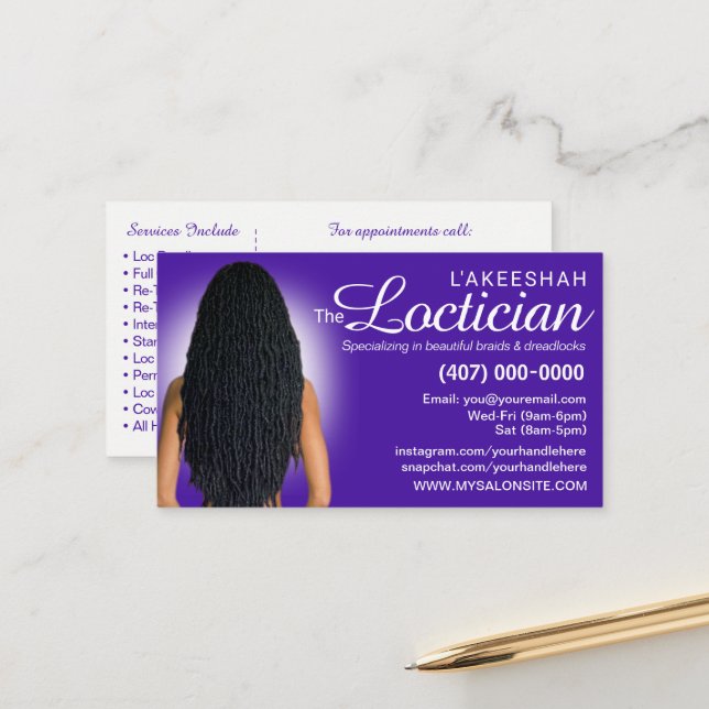 Rendez-vous Modèle de carte de visite locale de tressage de ch (Devant/Arrière en situation)