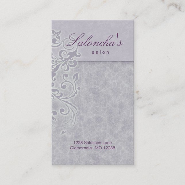 Rendez-vous Pourpre élégant de fleur de spa de carte de visite (Devant)