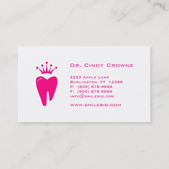 Rendez-vous Rose dentaire de logo de dent de couronne de carte (Devant)