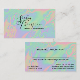 Rendez-vous Script holographique moderne Pastel Carte de rende