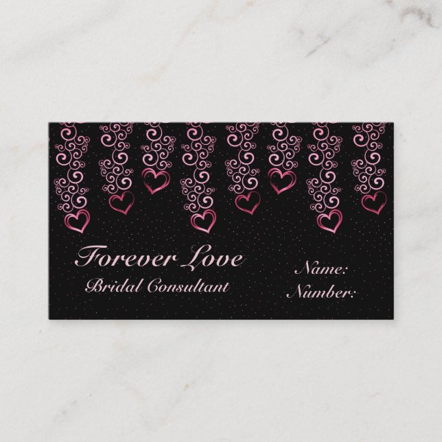Rendez-vous Scrolling Vine Hearts Carte de visite (Devant)