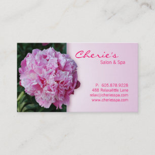 Rendez-vous Spa - carte de visite rose de fleur de pivoine de