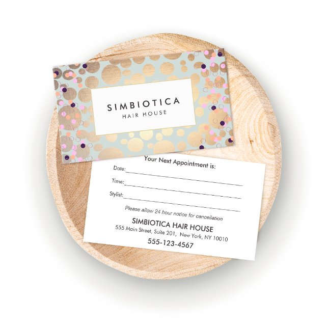 Rendez-vous Spa de salon Faux Gold Foil Circles Carte de rende (Créateur téléchargé)
