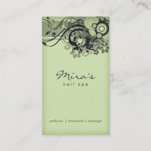 Rendez-vous Vert noir de toile de carte de visite floral