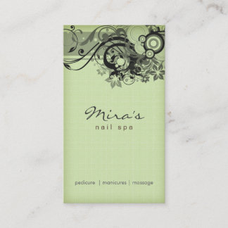 Rendez-vous Vert noir de toile de carte de visite floral