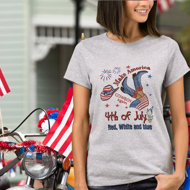 Rendre 4 juillet T-shirt America à l'Amérique (Make America Cowboy Again 4th of July T-Shirt)