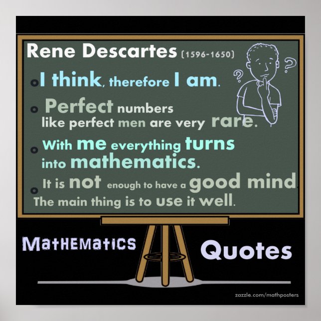 René Descartes Mathématiques Affiches Citations (Devant)