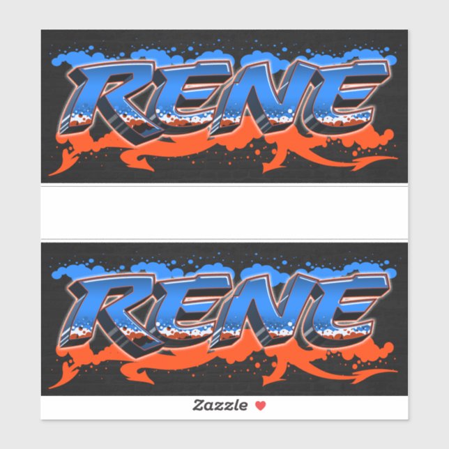 Rene prénom autocollant sticker nom (Feuille)