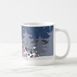 Renne dans la tasse de neige