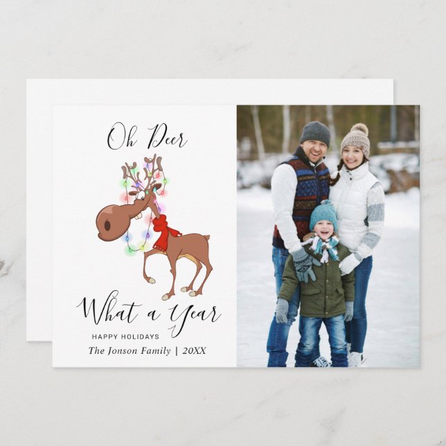 Renne drôle Joyeux Noël Carte de vœux d'entreprise (Devant / Derrière)