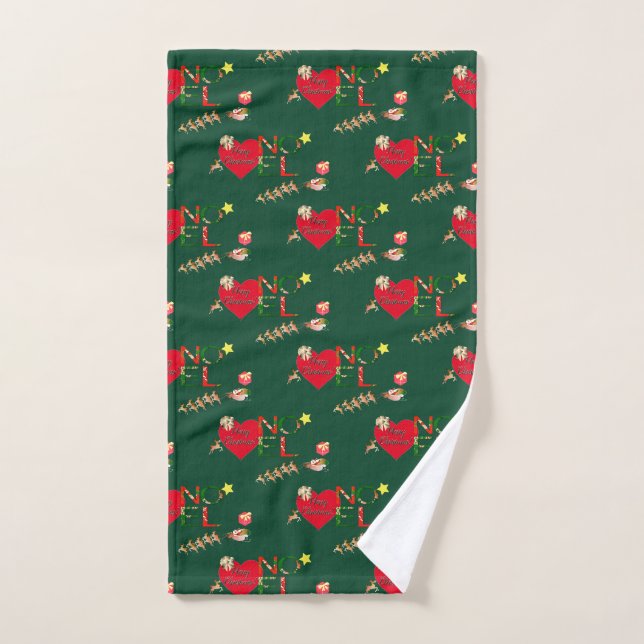 Rennes du Père Noël de Noël Vert (Serviette à main)