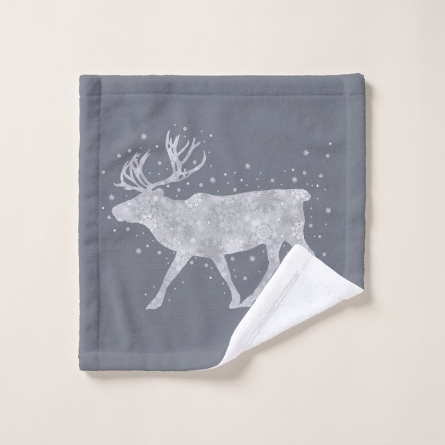 Rennes et Flocons de Neige Gris Clair (Gant de toilette)