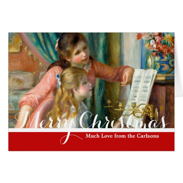 Renoir Girls at the Piano Merry Christmas Card (Devant horizontal)