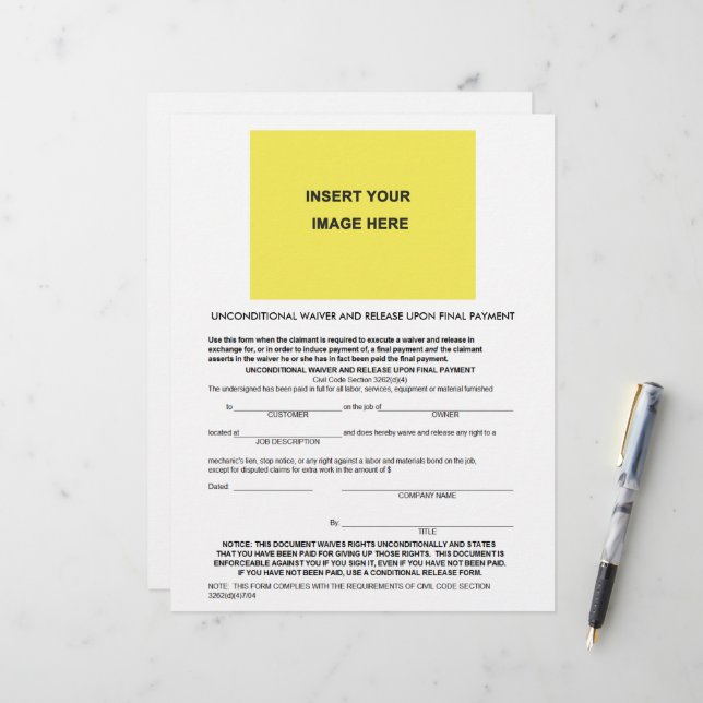 Renonciation et libération inconditionnelles vierg (Devant/Arrière en situation)