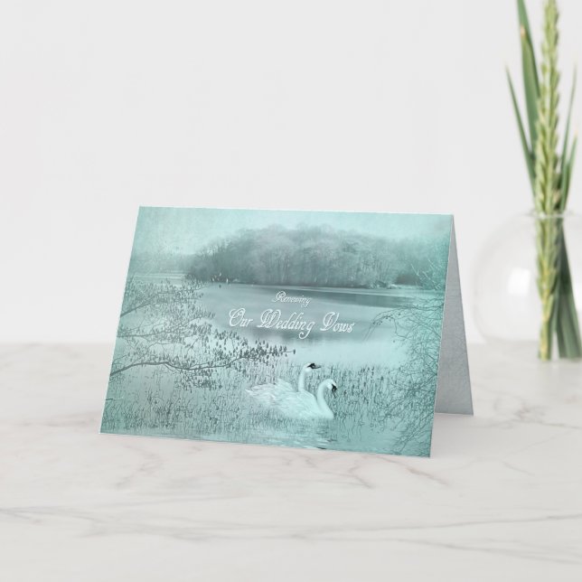 RENOUVELÉ INVITATION DU MARIAGE - Deux cygnes/lac (Devant)