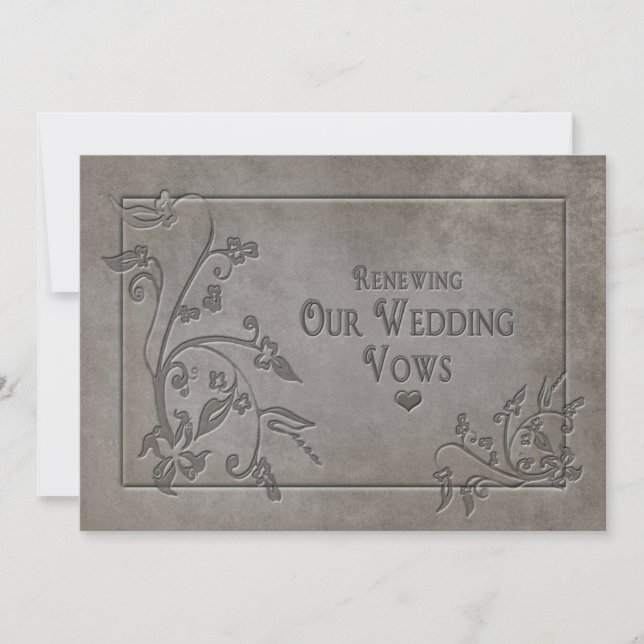 Renouveler/Mer. Vows Invitation - Grey Texture (Devant)