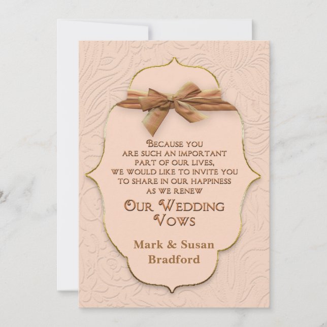 RENOUVELER VOWS DE MARIAGE - SOFT PEACH INVITATION (Devant)