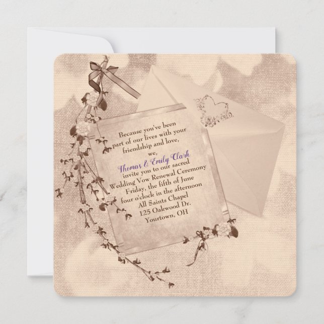 Renouvellement de vœux de mariage invitation style (Devant)