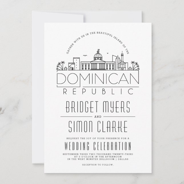Rep. Dominicaine Mariage Skyline Invitation (Devant)