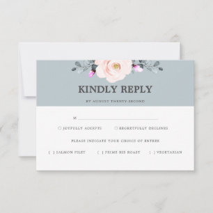 Repas RSVP Floral Bleu Et Duché Au Choix