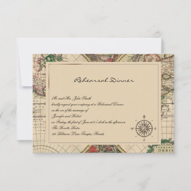 Répétition antique de mariage de carte de Vieux (Devant)