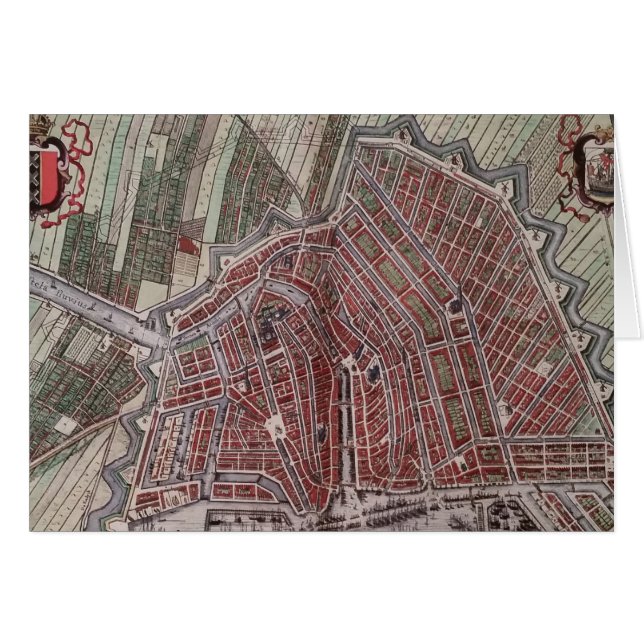 Réplique carte de la ville d'Amsterdam 1652 (Devant horizontal)