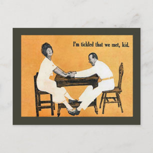 Réplique carte postale Vintage, on me chatouille,