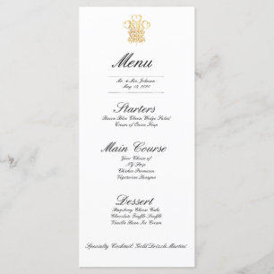Réplique d'invitation de mariage royal Menu du d