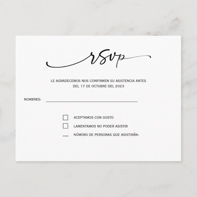 Répondre à un mariage espagnol carte postale (Devant)