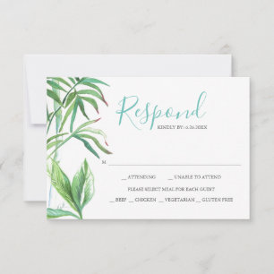 Répondre aquarelle Feuille tropicale RSVP