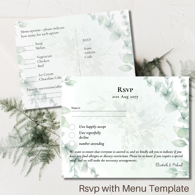 Répondre avec le modèle de menu Feuilles d'eucalyp (Créateur téléchargé)