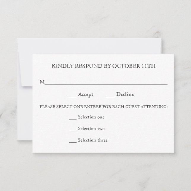 RÉPONDRE KINDLY MARIAGE RSVP 3 MENU CHOIX RÉPONDRE (Devant)