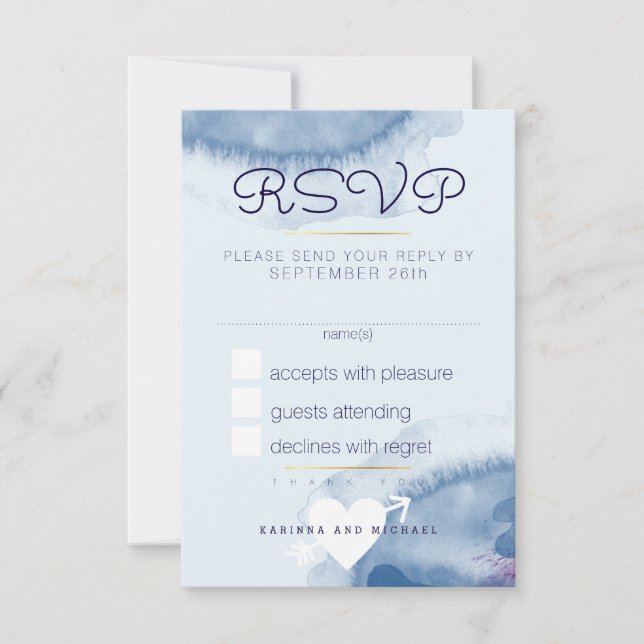 Répondre Répondre rsvp . mariage d'aquarelle bleu (Devant)