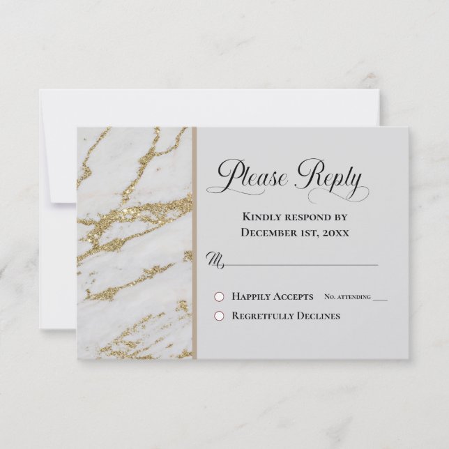 Répondre RSVP Classic White avec Gold Marbling (Devant)