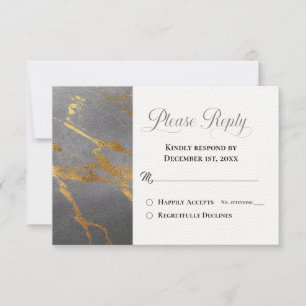 Répondre, RSVP Grey tendance avec Gold Marbling