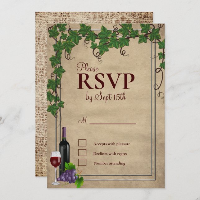 Réponse à une invitation de mariage à la vigne rus (Devant / Derrière)