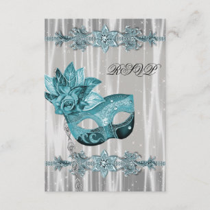 Réponse à une soirée masquée bleu sarcelle et blan