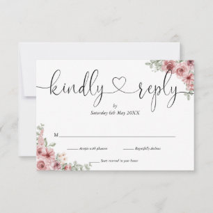 Réponse aimable cœur de script chic floral rose po