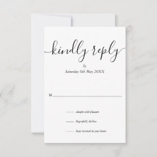 Réponse aimable de mariage de script moderne simpl